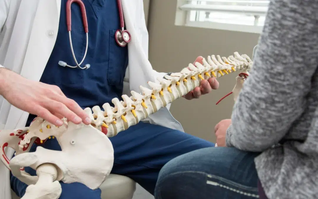 a doctor explaining the spine to his patient